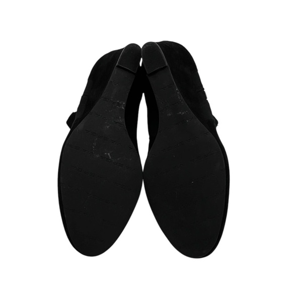 Via Spiga Black Suede Side Zip Wedge Ankle Booties Size 7 Women’s - Picture 8 of 8